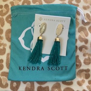Kendra Scott Marin gold w/ teal beaded earrings